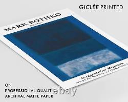 Impression d'art abstrait de Mark Rothko, Blanc & Verts sur Bleu, Carré Minimaliste