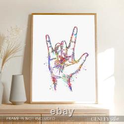 Impression d'art du signe de la main 'Je t'aime'
