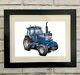 Impression D'art Encadrée Ou Montée De Tracteur Ford 7710 Dessinée à La Main, Cadeau Unique Fudgy