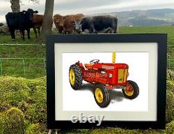 Impression d'art unique montée ou encadrée de tracteur David Brown 880 présentée par Fudgy Draws
