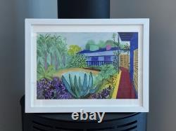 Impression de jardin de David Hockney cadre blanc