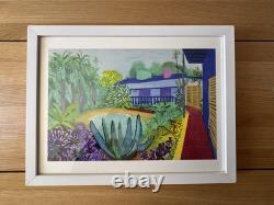 Impression de jardin de David Hockney cadre blanc