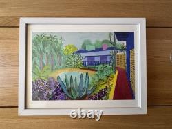 Impression de jardin de David Hockney cadre blanc