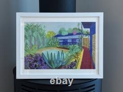 Impression de jardin de David Hockney cadre blanc