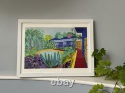 Impression de jardin de David Hockney cadre blanc