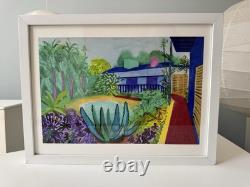 Impression de jardin de David Hockney cadre blanc
