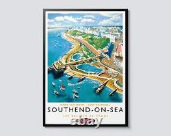 Impression de voyage des chemins de fer britanniques de Southend-On-Sea, illustration vintage d'art mural