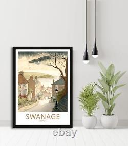 Impression murale de voyage à Swanage, affiche de voyage à Swanage, cadeau d'affiche de voyage à Swanage, Dorset