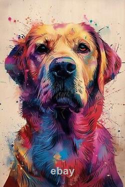 Impression sur toile de chien Labrador Retriever Art mural Éclaboussure de couleur