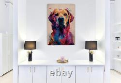 Impression sur toile de chien Labrador Retriever Art mural Éclaboussure de couleur