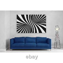 Impression sur toile encadrée d'une image abstraite de tourbillon torsadé en noir et blanc.