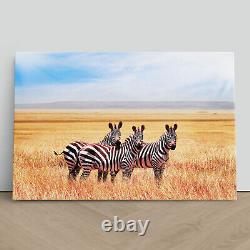 Impression sur toile encadrée de Zebras en Tanzanie, Affiche d'art mural de la Savane Africaine