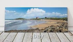 Impression sur toile panoramique de la plage de Fistral à Cornwall, image encadrée de Newquay, célèbre spot de surf.