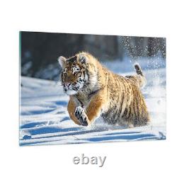 Impression sur verre 120x80cm Image murale de décoration grand tigre animal Artwork