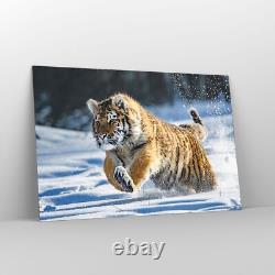 Impression sur verre 120x80cm Image murale de décoration grand tigre animal Artwork