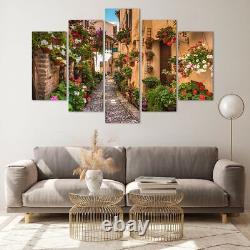 Impression sur verre 150x100cm Image d'art mural Chemin Fleurs cour de maison Œuvre d'art