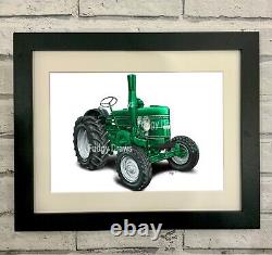 Imprimé d'art unique monté ou encadré sur tracteur de maréchal des champs en agriculture verte