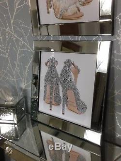 Jimmy Choo Stiletto Chaussures Argent Miroir Cadre 60 CM Photo Décor 3d Wall Art