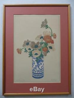 John Hall Thorpe (1874-1947) Large Couleur Woodcut Crayon Signé Vase Chinois