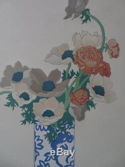 John Hall Thorpe (1874-1947) Large Couleur Woodcut Crayon Signé Vase Chinois
