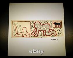 Keith Haring, Impression Signée Complexe Avec Bébé Et Chien, 1985, Comprend Coa