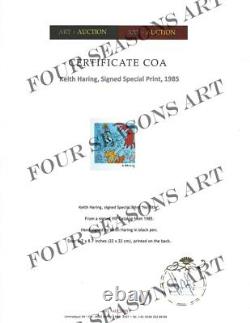 Keith Haring, No Title (blue Man), Special Print, 1985. Signature À La Main, Avec Coa
