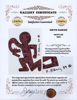 Keith Haring Vintage 11x14 Imprimé Mat Cadre Prêt Signé À La Main Signature