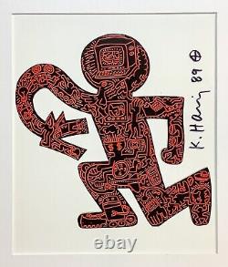 Keith Haring Vintage 11x14 Imprimé Mat Cadre Prêt Signé À La Main Signature