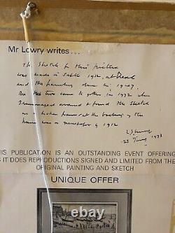 L. S LOWRY L'Accord Impression Signée à l'Encre avec Filigrane Embossé