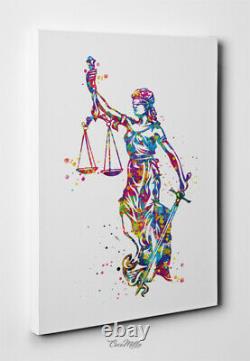 Lady Justice Aquarelle Imprimer Échelles De Justice Avocat Bureau Décor Mural Art-424