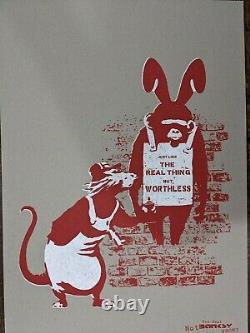 Le Real Non Banksy Front 11ème Heure Sans Valeur Rat & Chimp Signé 3/175