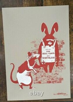Le Real Non Banksy Front 11ème Heure Sans Valeur Rat & Chimp Signé 3/175