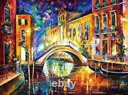 Leonid Afremov Amsterdam Canal Peinture Toile Wall Art Picture Print Home