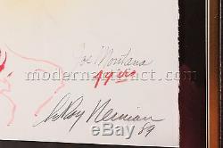 Leroy Neiman Original Pastel Peinture Joe Montana Superbowl 1989 Original Coa