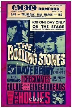Les Rolling Stones. Affiche de musique A4+ toile encadrée de haute qualité fabriquée au Royaume-Uni.