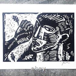 Linogravure originale de Pablo Picasso imprimée à la main et signée