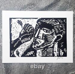 Linogravure originale de Pablo Picasso imprimée à la main et signée