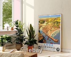 Looe, Cornwall Illustration Vintage des Chemins de Fer Britanniques Art Mural, Décoration de Voyage