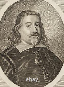 M. Merian (1593-1650), portrait d'Alvise Contarini, gravure sur cuivre baroque