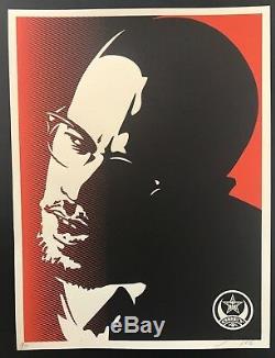 Malcolm X (orange) Shepard Fairey Signed / Numéroté Obey Géant