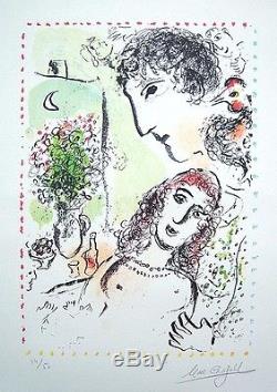 Marc Chagall 1983 Lithographie Tendresse Signée À La Main 1983