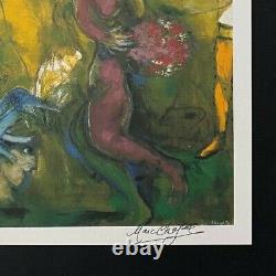 Marc Chagall Original Vintage 1975 Imprimé Signé Monté En 11x14 Board