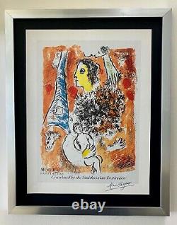 Marc Chagall Original Vintage 1975 Signé Imprimé Encadré