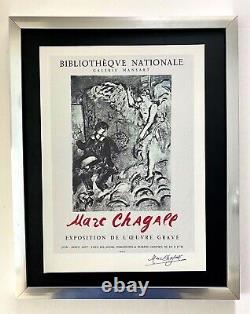 Marc Chagall Original Vintage 1975 Signé Imprimé Monté Et Encadré