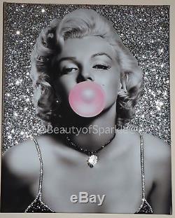 Marilyn Monroe Bubblegum Silver Impression Personnalisée Sur Toile Cristaux