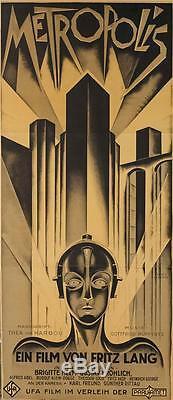 Metropolis 1927 Fritz Lang Vintage 3 Fiche Affiche Du Film Beaux-arts Lithograph S2