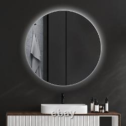 Miroir mural rond de salle de bain de qualité supérieure avec éclairage LED chaud, blanc froid de 90 cm.
