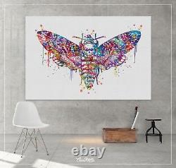 Morts Tête Hawk Moth Aquarelle Imprimer Art Gothique Collectionnable Geek Nerdy Art