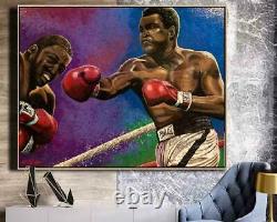 Muhammad Ali Vs Joe Frazier Fight Artist Signé Édition Limitée Giclée Peinture