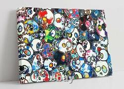 Murakami Crânes 1 Toile Wall Art Float Effet/image/affiche Imprimé- Bleu